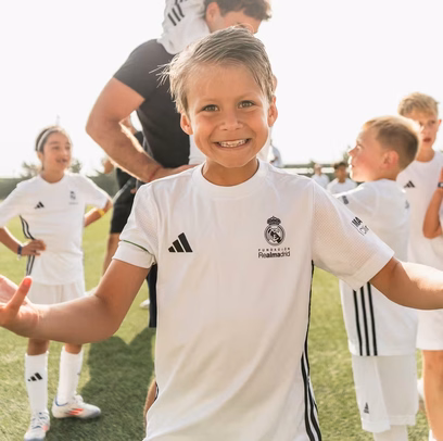 Young players taking part in a Fundación Real Madrid soccer camp training session in Calgary